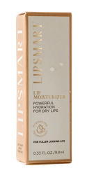 A single white tube of lipsmart with gold writing sitting beside a gold box